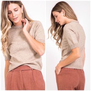 NWT crop knit top with mock neck detail